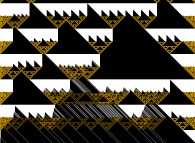 The alternative use of two elementary monodimensional binary cellular automata -168,165- with random white starting points -on the bottom line- 