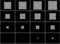 Evolution of a bidimensional binary cellular automaton with 1 white starting central point 