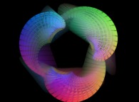 Artistic view of the interpolation between the Jeener's quintuple Klein bottle and the Bonan-Jeener's triple Klein bottle 
