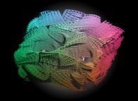 Tridimensional representation of an hexadecadimensional Calabi-Yau manifold with pseudo-random projection 