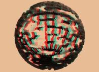 Anaglyph -blue=right, red=left- of a fractal sphere 