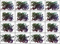 A set of 4x3 stereograms of a tridimensional filamentous fractal structure 