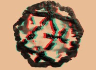 Anaglyph -blue=right, red=left- of a fractal polyhedron 