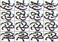 A set of 4x3 stereograms of a fractal 5-foil torus knot 