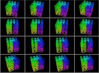 A set of 4x3 stereograms of the tridimensional Hilbert Curve -iteration 3- 