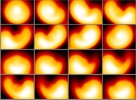 Rotation about the Y (vertical)axis of a tridimensional display of the dynamics of a linear superposition of 6 eigenstates of the Hydrogen atom (tridimensional computation) 