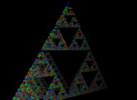 A pyramidal Menger sponge computed by means of an 'Iterated Function System' -IFS- 