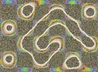 Time-integration of the bidimensional Ising Model with 2-state spins, temperature=0.2 and regular initial conditions (a chessboard)-display of tilting sites only- 