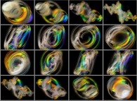 2.pi rotation about the Y axis of a quaternionic Julia set with motion blur -tridimensional cross-section-