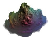 A pseudo-quaternionic Julia set ('MandelBulb' like: a 'JuliaBulb')computed with A=(-0.428590,-0.167064,0,0) -tridimensional cross-section- 