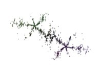 A pseudo-quaternionic Julia set ('MandelBulb' like: a 'JuliaBulb')computed with A=(-0.58...,+0.63...,0,0) with 34 iterations -tridimensional cross-section- 