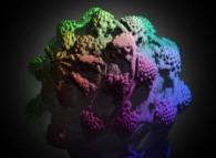 A foggy pseudo-octonionic Julia set ('MandelBulb' like: a 'JuliaBulb')computed with A=(-0.58...,+0.63...,0,0,0,0,0,0) -tridimensional cross-section- 