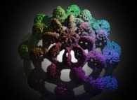 A foggy pseudo-octonionic Julia set ('MandelBulb' like: a 'JuliaBulb')computed with A=(-0.58...,+0.63...,0,0,0,0,0,0) -tridimensional cross-section- 