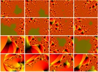 Bidimensional zoom in on the Mandelbrot set with display of the arguments 