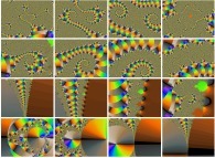 Bidimensional zoom in on the Mandelbrot set with display of the arguments 