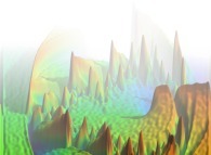 Mandelbrot rainbow mountain with fog