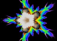 A pseudo-quaternionic Mandelbrot set (a 'MandelBulb')-tridimensional cross-section-