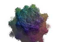 A pseudo-quaternionic Mandelbrot set (a 'MandelBulb')-tridimensional cross-section- 