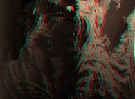 Anaglyph of a close-up on a pseudo-octonionic Mandelbrot set (a 'Mandelbulb')-tridimensional cross-section- 