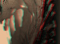 Anaglyph of a close-up on a pseudo-octonionic Mandelbrot set (a 'Mandelbulb')-tridimensional cross-section- 