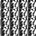 Sixteen portraits (Lena)with an increasing size of the pixels -from 1 to 16- 