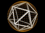 12 evenly distributed points on a sphere -an Icosahedron- by means of simulated annealing 
