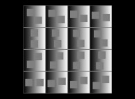 2 identical grey squares moving over a grey scale 