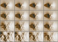 Dynamics of an erosion process (bird's-eye view)