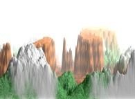 Fractal landscape interpolation with fog 