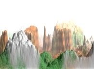 Fractal landscape interpolation with fog 