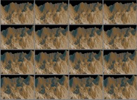 A set of 4x3 stereograms of a fractal mountain 
