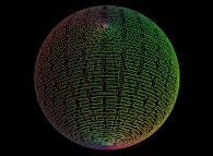 Une sphère décrite à l'aide d'une courbe de Peano bidimensionnelle -8 décimales- 