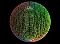 A sphere described by means of a Bidimensional Peano Curve -8 digits- 