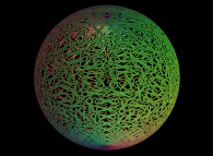 Une sphère décrite à l'aide d'une courbe du type Hilbert bidimensionnelle -itération 6- 