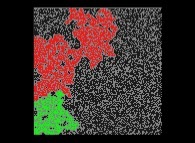 A medium with percolation -top to bottom- using the 4-connexity