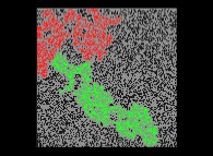 A medium with percolation -top to bottom- using the 8-connexity