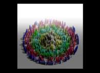 Visualisation tridimensionnelle d'une spirale d'Archimède montrant 'pi' avec 1000 décimales -base 10- 