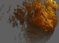 Artistic view of a 'mixing' between a pseudo-quaternionic Mandelbrot set and a pseudo-quaternionic Julia set computed with A=(-0.58...,+0.63...,0,0)-tridimensional cross-section- 