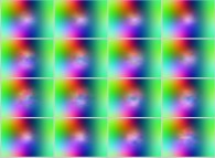 The set of bidimensional fields defining the three coordinates of a dynamic 'crumpled' Klein bottle 