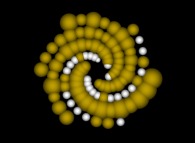 An Archimedes spiral displaying 100 numbers 