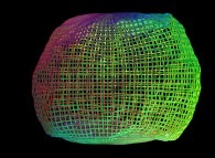 A 'crumpled' sphere defined by means of three bidimensional fields 