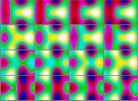 The set of bidimensional fields defining the 'X' coordinate of an interpolation between two Klein bottles defined by means of two different sets of equations 