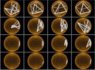 Dynamics of the even distribution of 8 points on a sphere by means of simulated annealing 