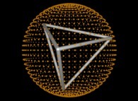 4 evenly distributed points on a sphere -a Tetrahedron- by means of simulated annealing 