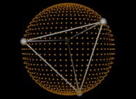 4 evenly distributed points on a sphere -a Tetrahedron- by means of simulated annealing 