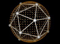 20 evenly distributed points on a sphere by means of simulated annealing 