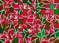 A random permutation of pixel blocks of an aperiodic Penrose tiling of the plane 