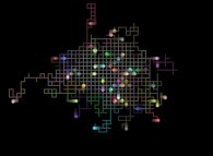 Isotropic random walk of 64 particles on a bidimensional square lattice 