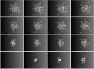 Non isotropic random walk of 64 particles on a bidimensional square lattice in a 'right-shift' potential 