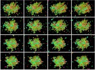 Rotation about the Y (vertical)axis of a tridimensional fractal aggregates that can also be viewed as a set of 4x3 pseudo-stereograms 